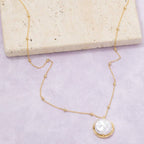 Gold Dipped Pearl Pendant Necklace