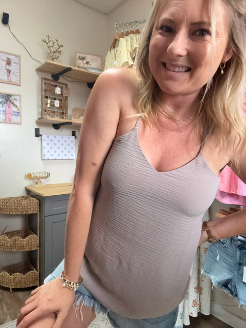 ADJUSTABLE STRAP V-NECK CAMI TOP