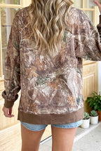 Camo Print Color Block Detail Sweatshirt