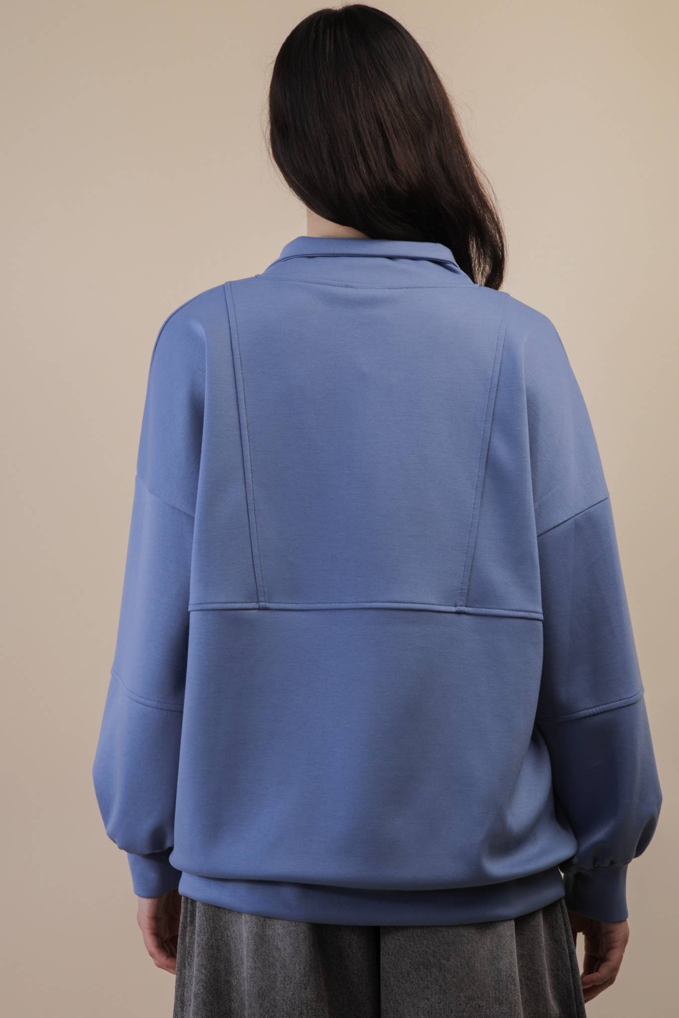 Half Zip UP Oversized Casual Comfy Knit Top