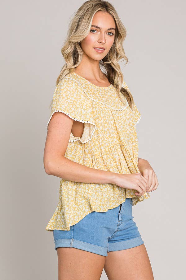 Ditsy Floral Flutter Sleeve Top