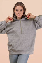 Half Zip UP Oversized Casual Comfy Knit Top