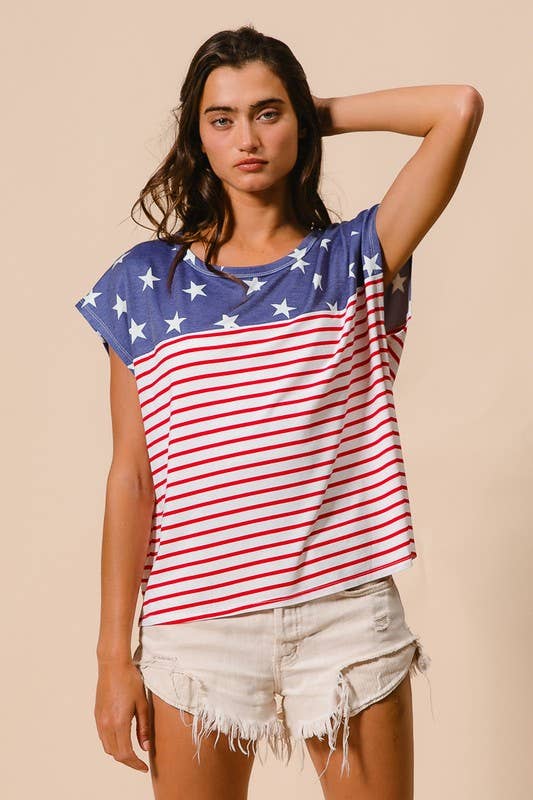 Star With Stripe Combo Top