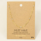 Dainty Chain Link Bead Station Necklace