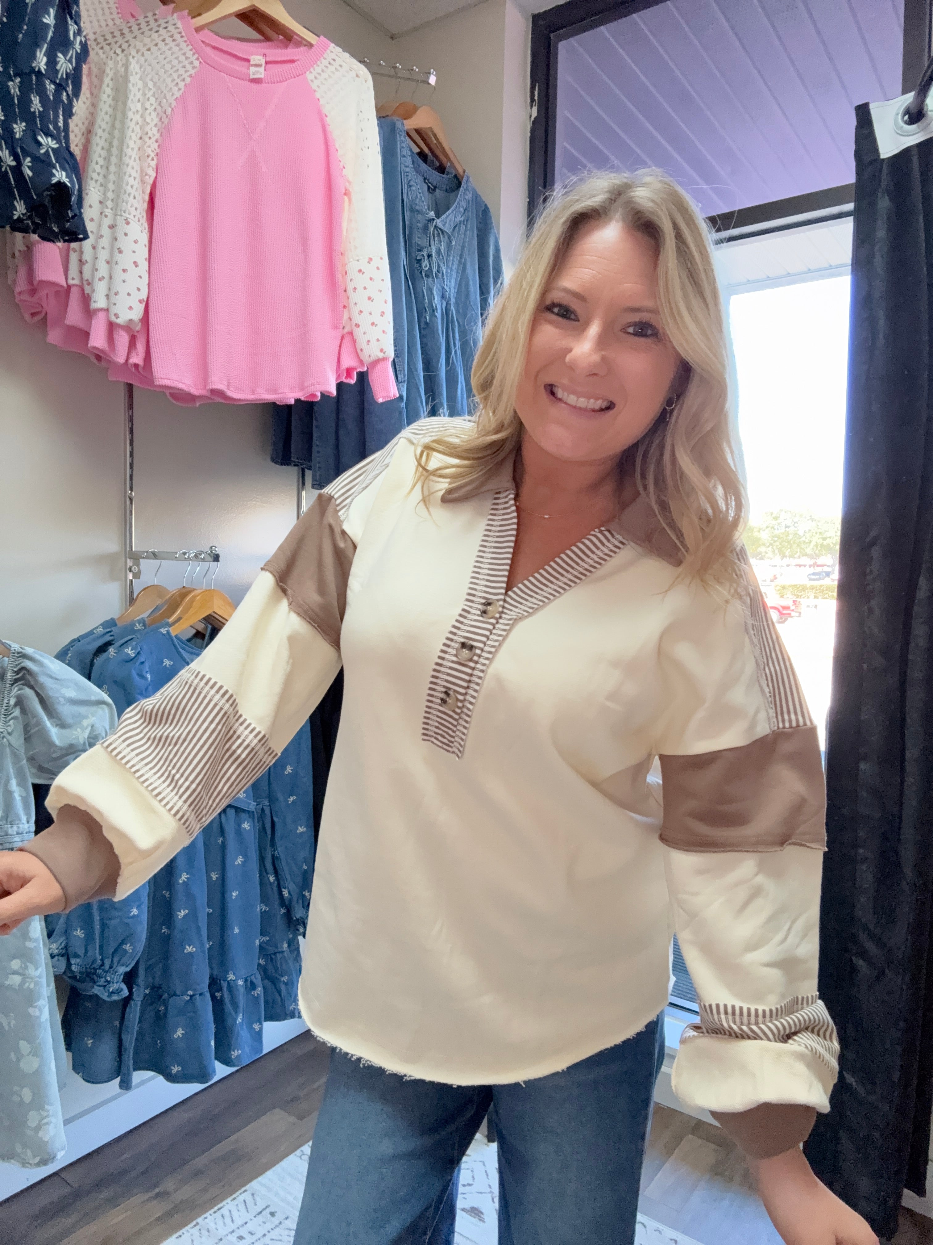 Color Block Oversized Casual Knit Top