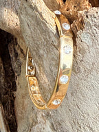 Bangle Gold Tone Clear Crystals
