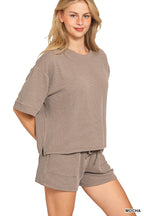RAISED RIB SHORT SLEEVE TEE & SHORT PANTS SET