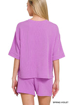 RAISED RIB SHORT SLEEVE TEE & SHORT PANTS SET