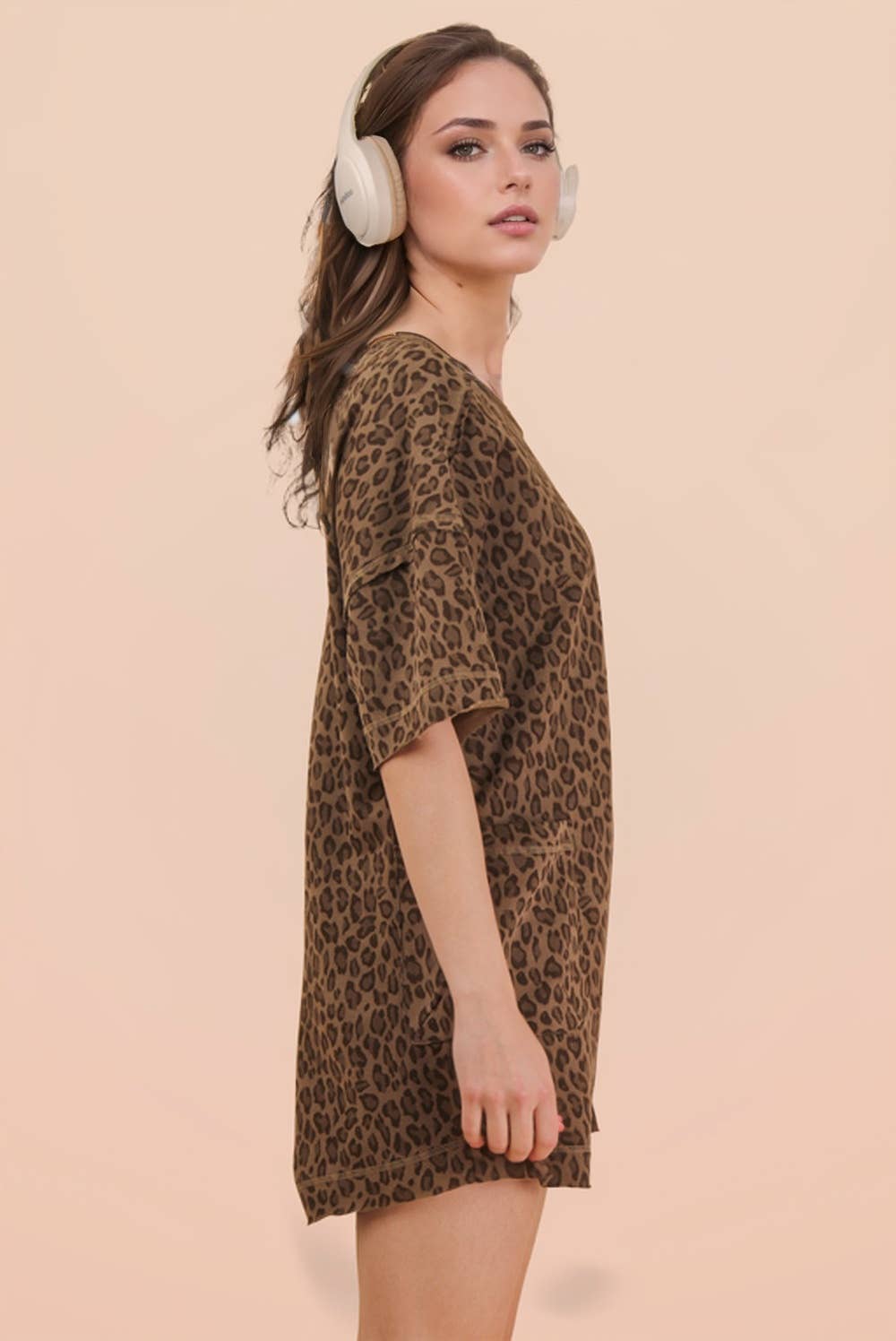 Leopard Printed Knit Comfy Romper