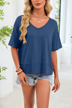Blue Oversized Short Sleeve Casual T Shirt