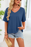 Blue Oversized Short Sleeve Casual T Shirt