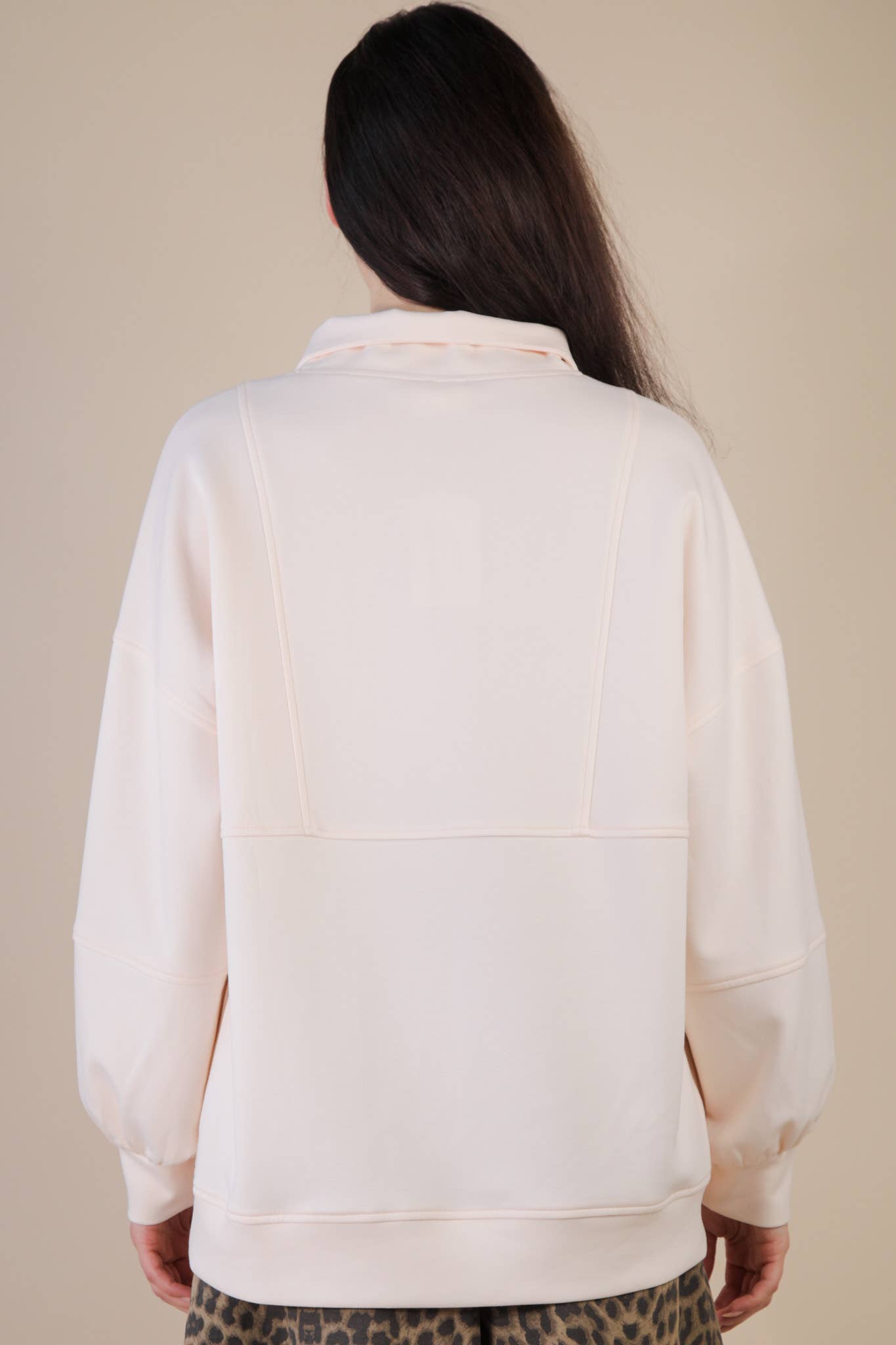 Half Zip UP Oversized Casual Comfy Knit Top