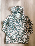 Brown leopard print hooded shirt