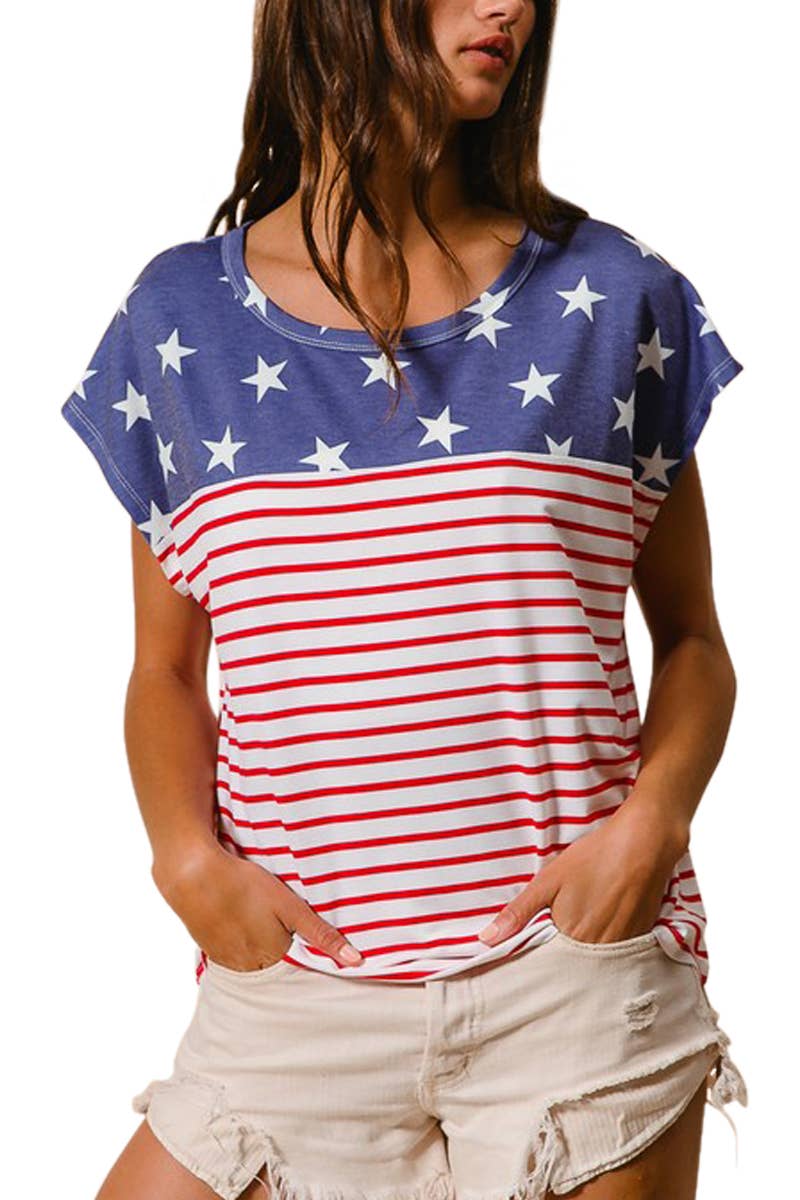Star With Stripe Combo Top
