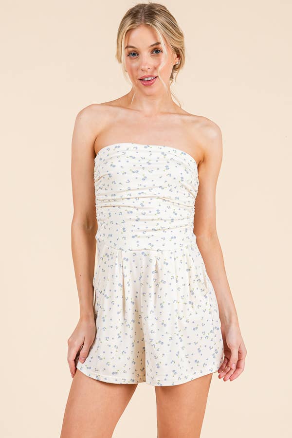 FLORAL PRINTED TUBE ROMPER