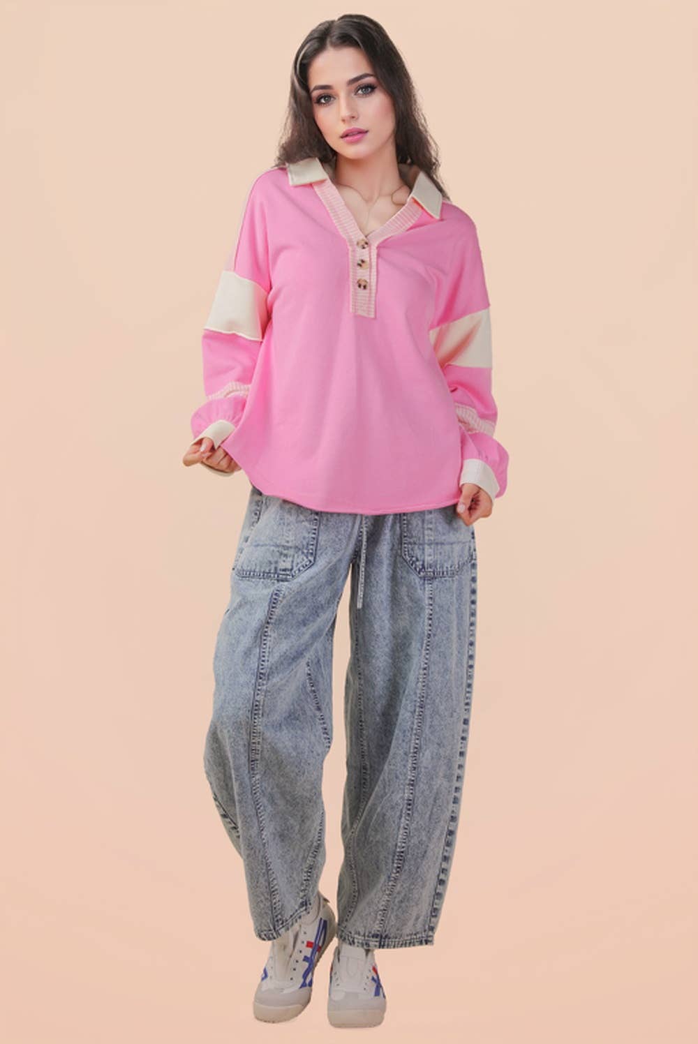 Color Block Oversized Casual Knit Top