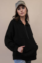 Half Zip UP Oversized Casual Comfy Knit Top